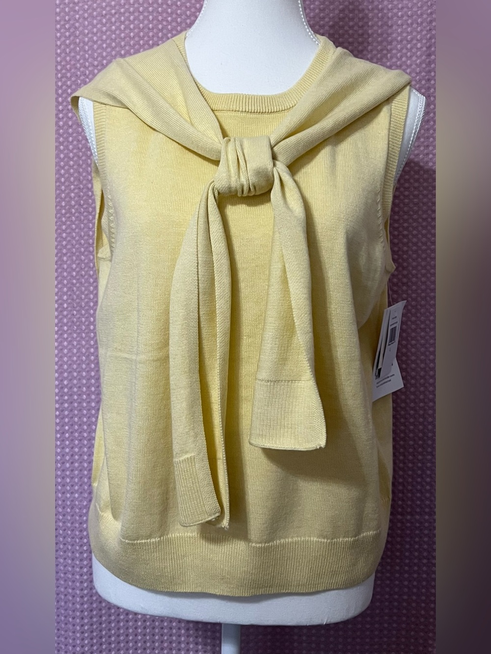 CeCe Sleeveless Knit Layering Top — Pale Yellow